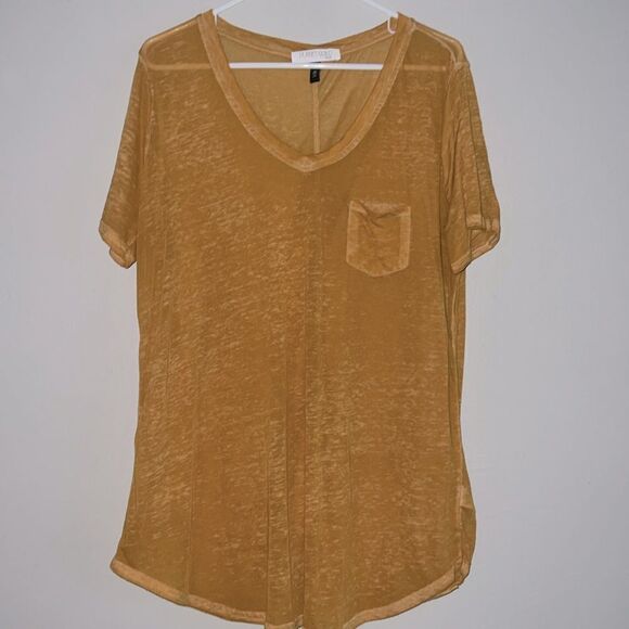 Planet Gold Acid Wash long burnt orange tee size 1X - Picture 1 of 8